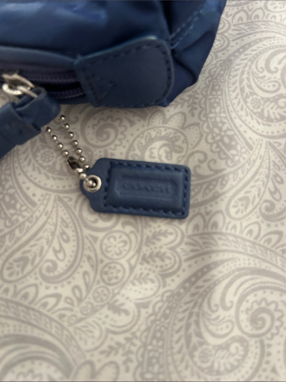 Coach Navy Blue Signature Nylon Cosmetic Pouch - Picture 2 of 4